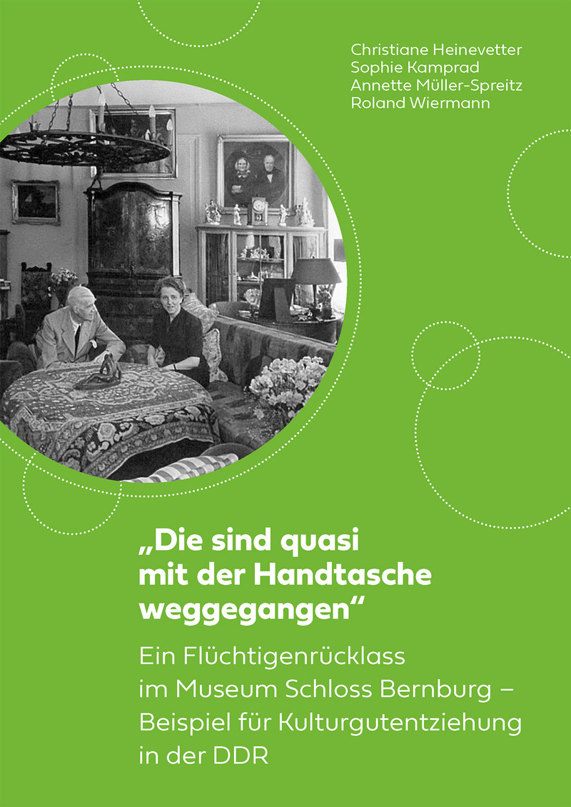 Titel der Publikation „‘Die sind quasi mit der Handtasche weggegangen.‘ Ein Flüchtigenrücklass im Museum Schloss Bernburg – Beispiel für Kulturgutentziehung in der DDR“ 