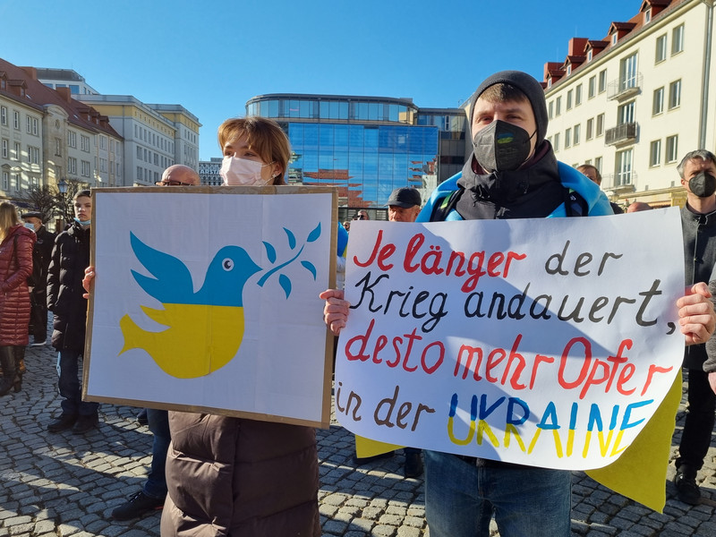 Demonstration gegen den russischen Angriffskrieg gegen die Ukraine in Magdeburg